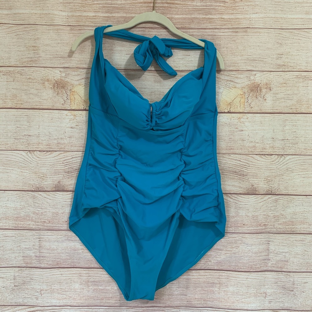 {Forever 21} Teal Halter one piece Swimsuit - Picture 3 of 9